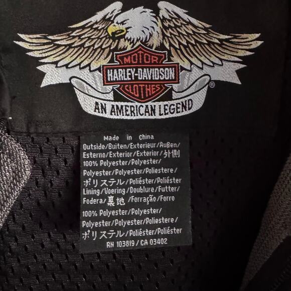 Harley-Davidson Men's Motorcycle Jacket Gray Black Mesh Riding Full Zip Large - Picture 6 of 10